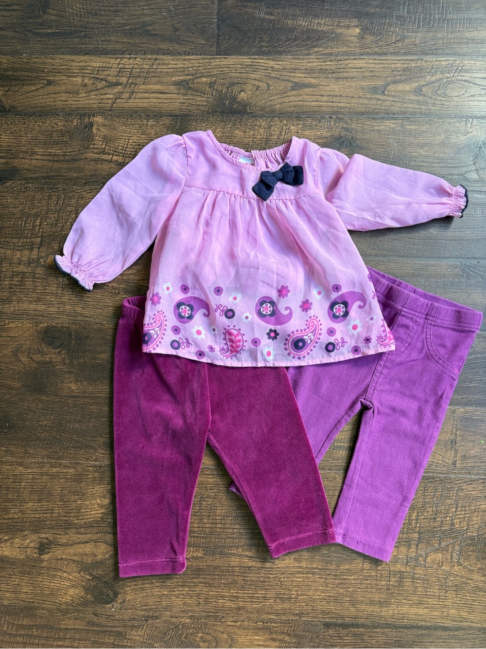 3-pc Pink/purple Paisley Outfit Set
